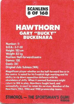 1989 Scanlens VFL #8 Gary Buckenara Back
